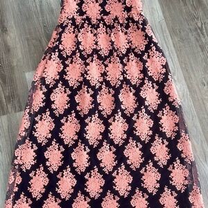 Elegant Pink and Black Lace Skirt